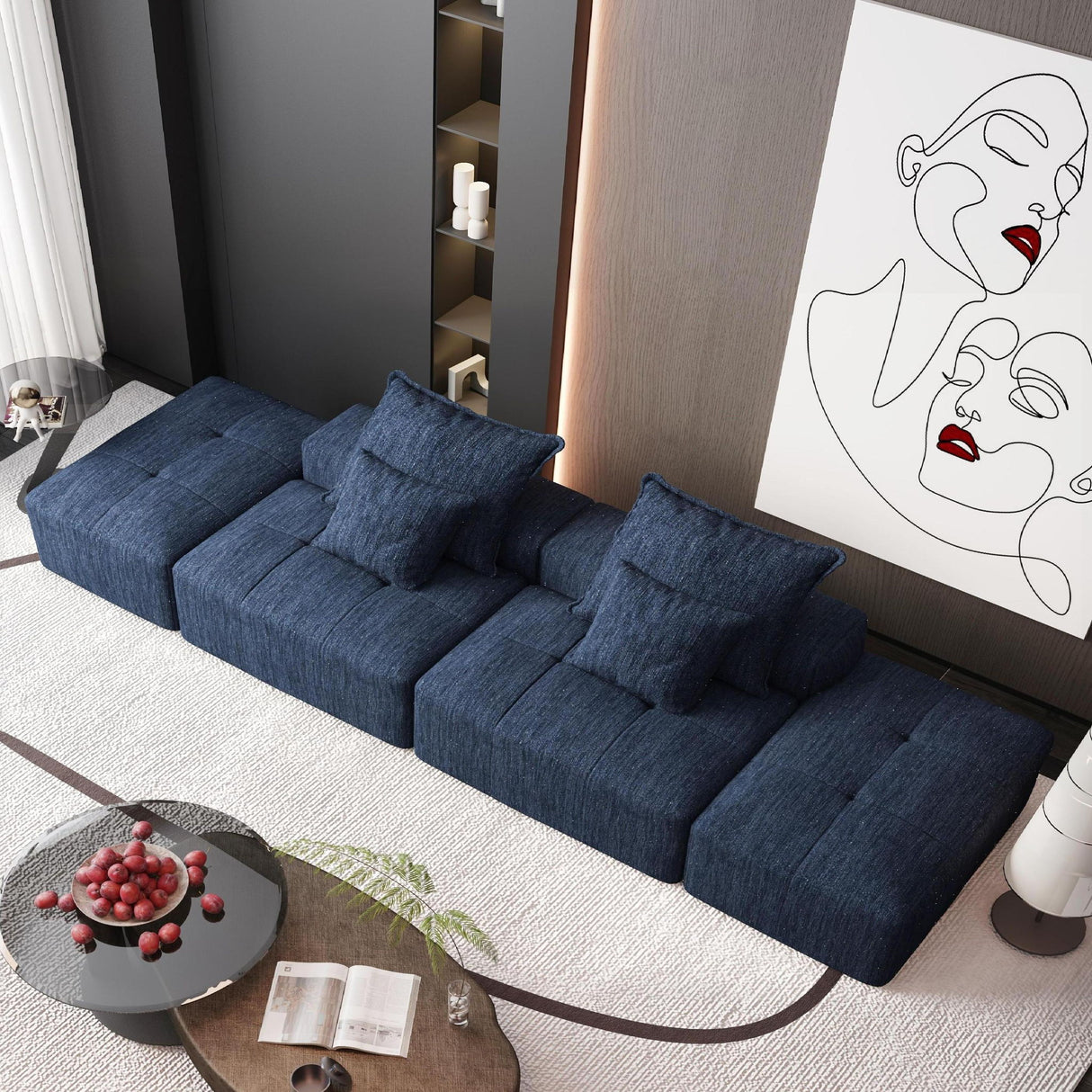 Modern Oversized Diy Combination Modular Sectional Sofa With Pillows