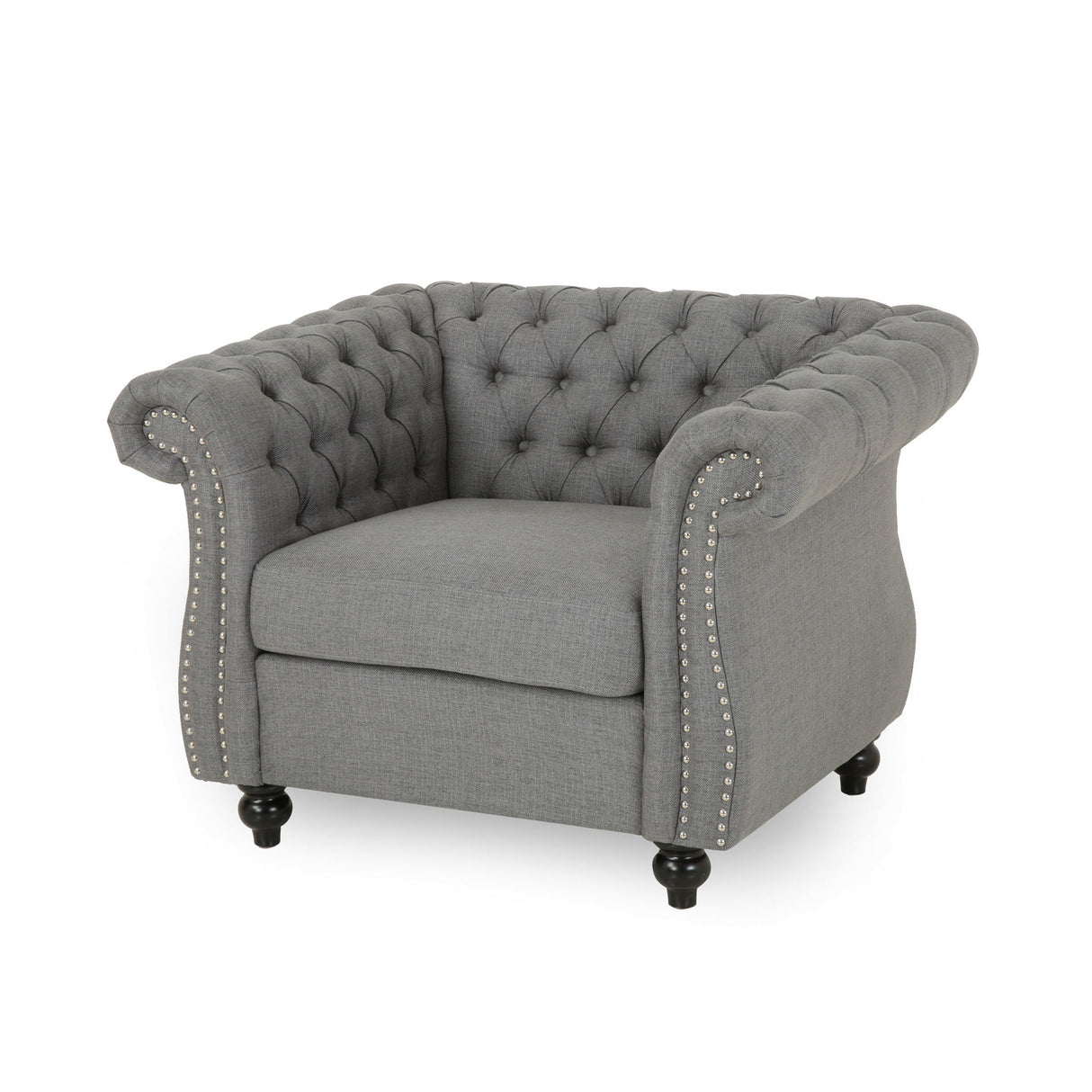 Nexuson - Upholstered Chesterfield Chair With Deep Tufted And Nailhead Trim