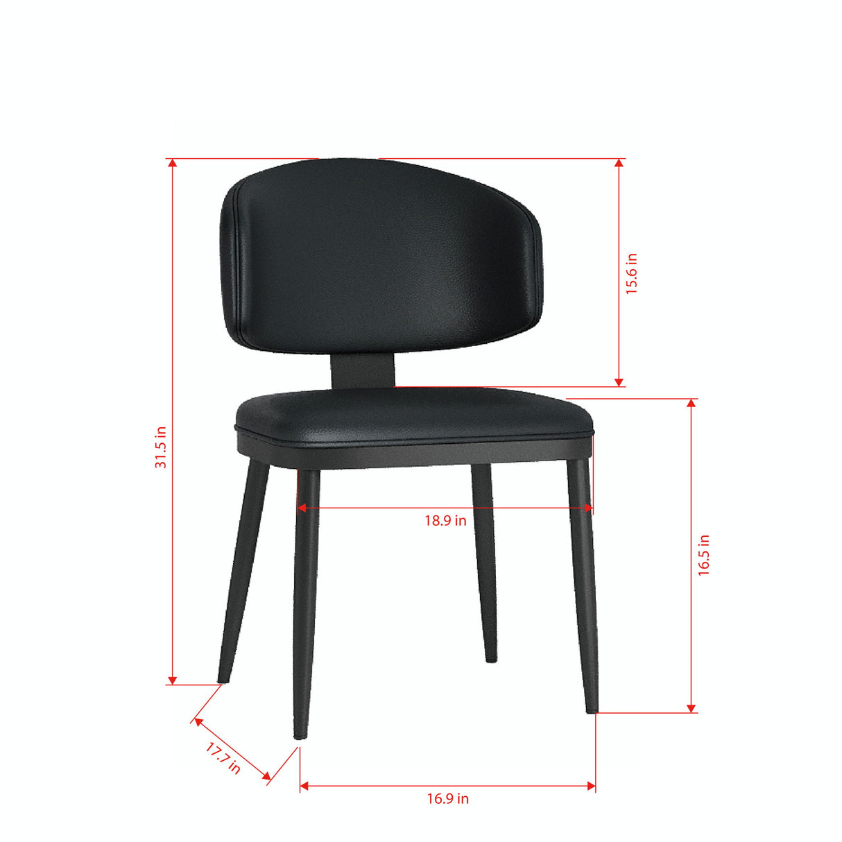 Modern Design Dining Chairs (Set of 2) - Black