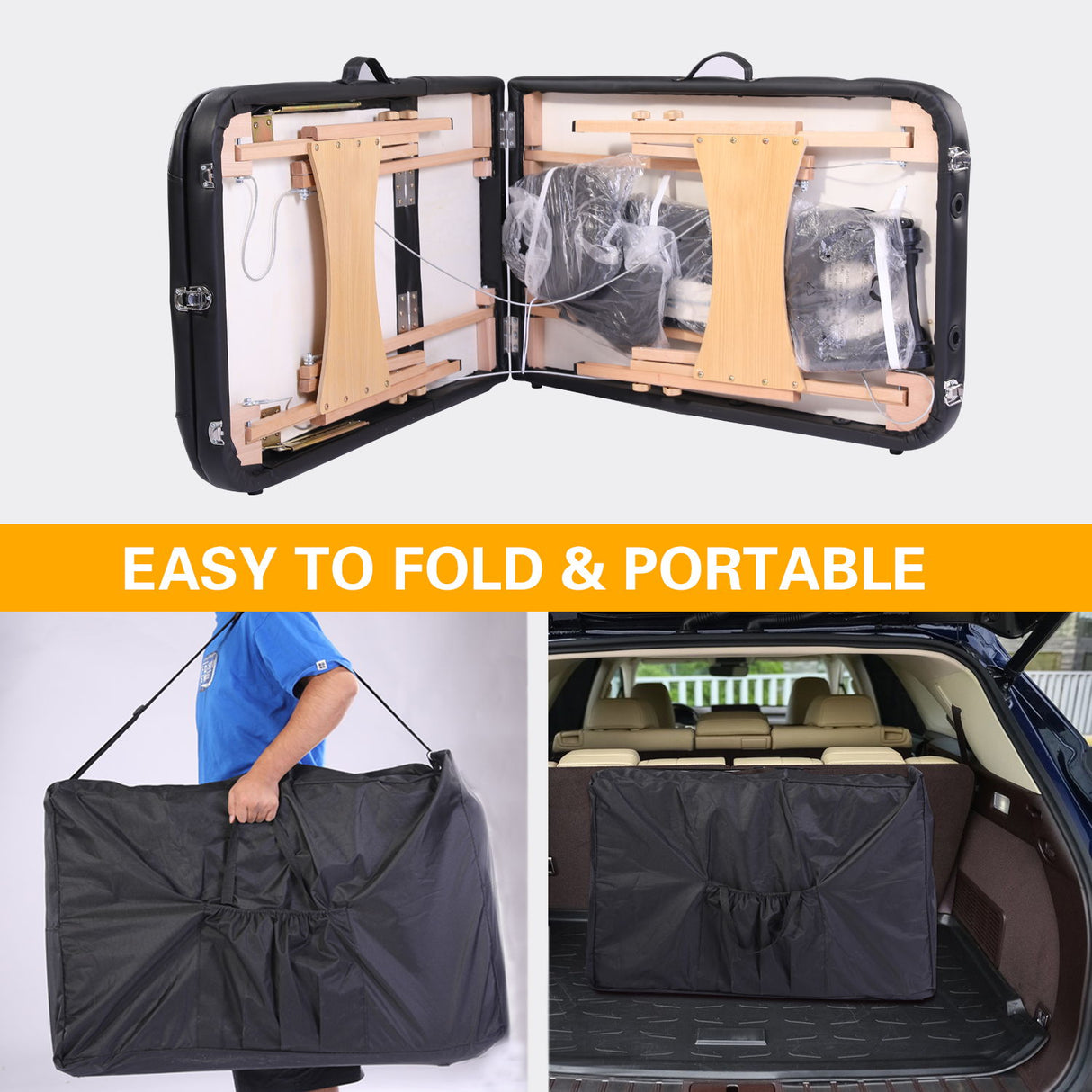 Massage Table Portable Bed With Carrying Case, Height Adjustable