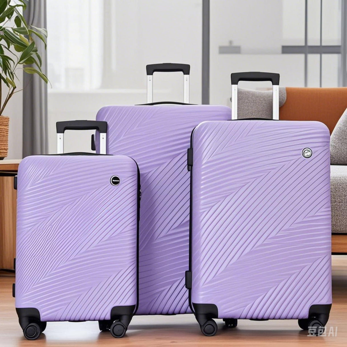 3 Piece Luggage Sets Lightweight Suitcase With Two Hooks, Spinner Wheels,