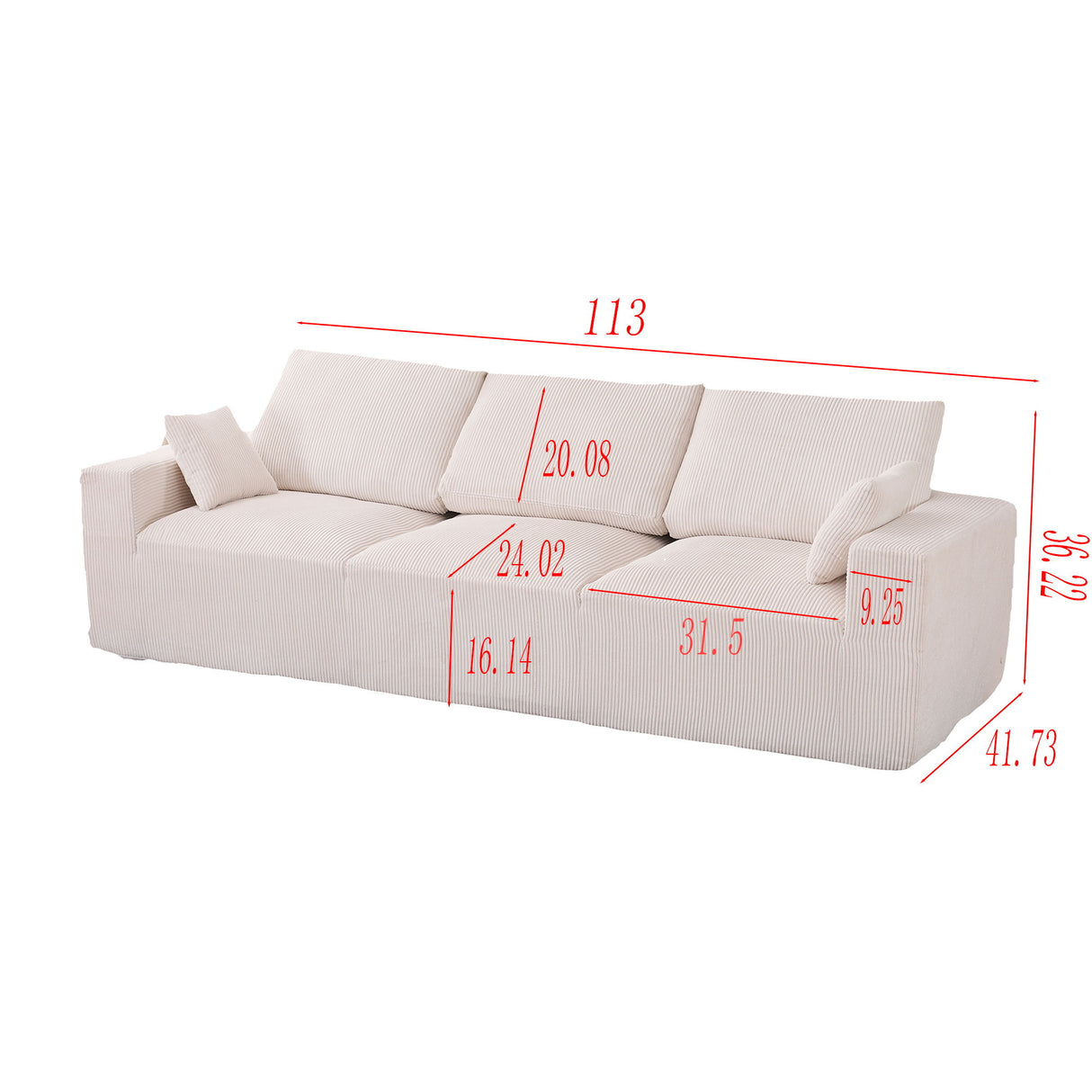 Modular Sectional Sofa With Extra Wide Cushion, USB / Type C Charger, Petal Armrest
