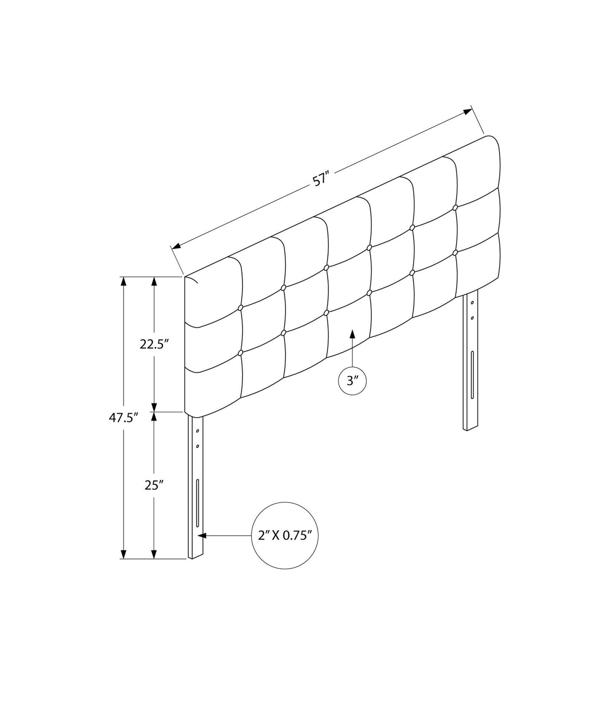 Full Size Bed Headboard Only, Upholstered, Transitional - Gray