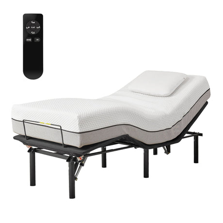 Adjustable Metal Bed Base With Head And Foot Incline, Anti Snore Feature, Wireless Control, Twin Long - Antique Black