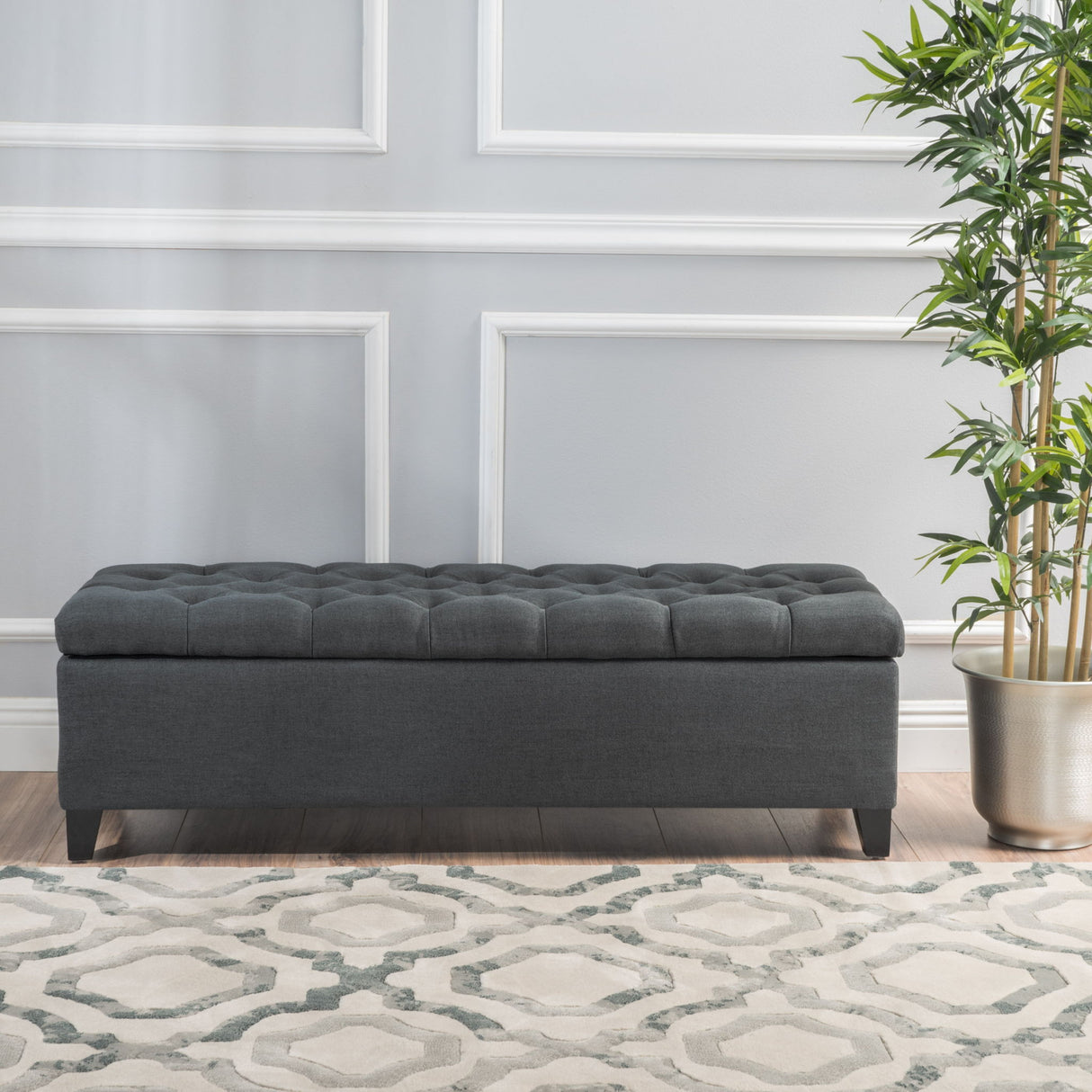 Glouster - Contemporary Storage Ottoman With Button Tufted Design