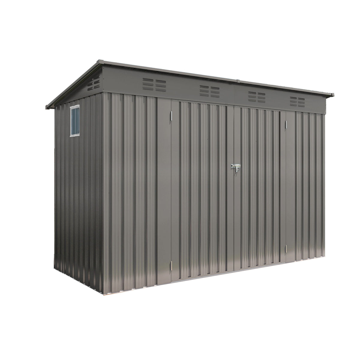 Outdoor Storage Shed 4 X 9 Ft With Sloping Roof And Vents For Garden And Patio - Gray