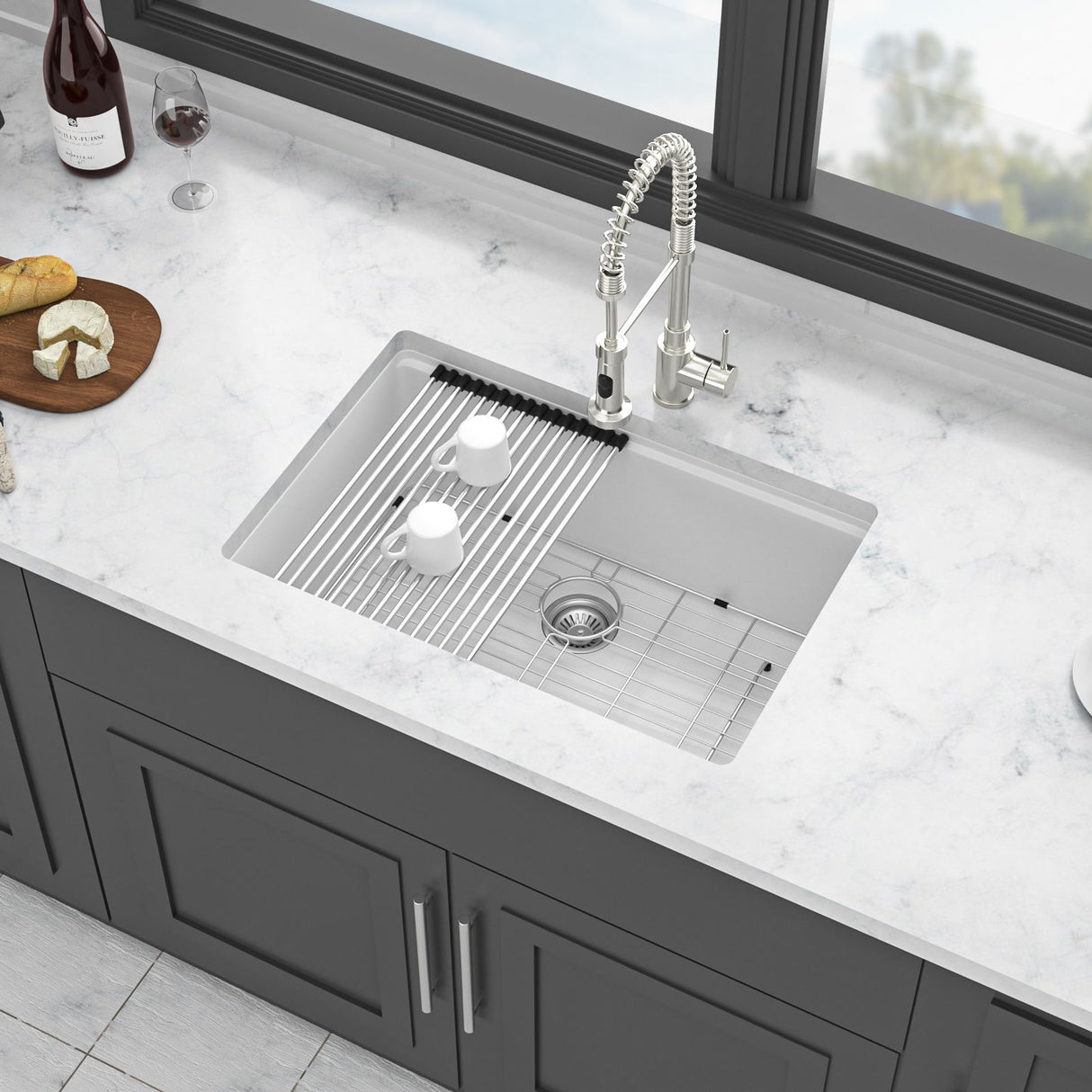Quartz Kitchen Sink, Composite Workstation, Undermount