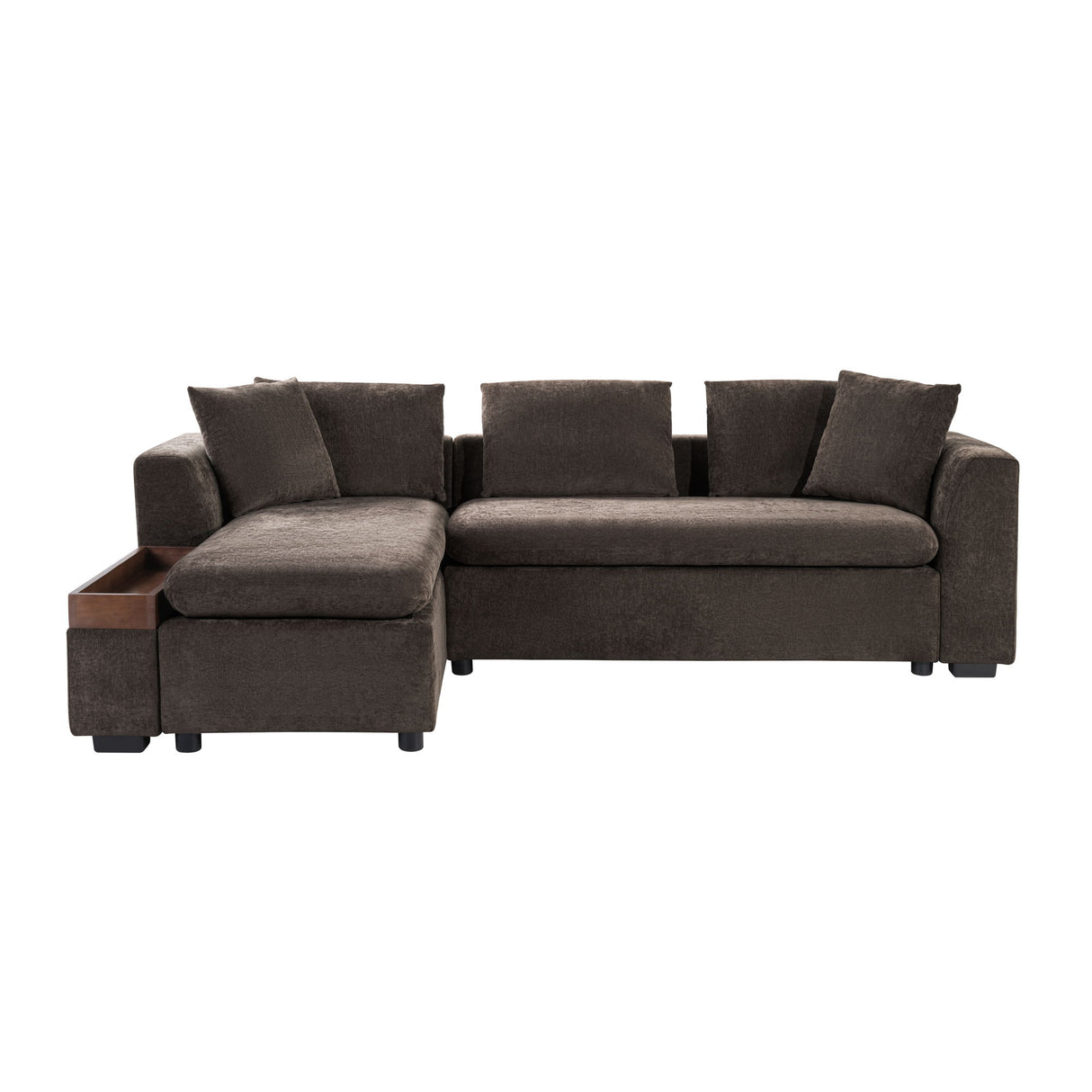 Modern L Shaped Sectional Sofa With Chenille Upholstery And Wooden Storage