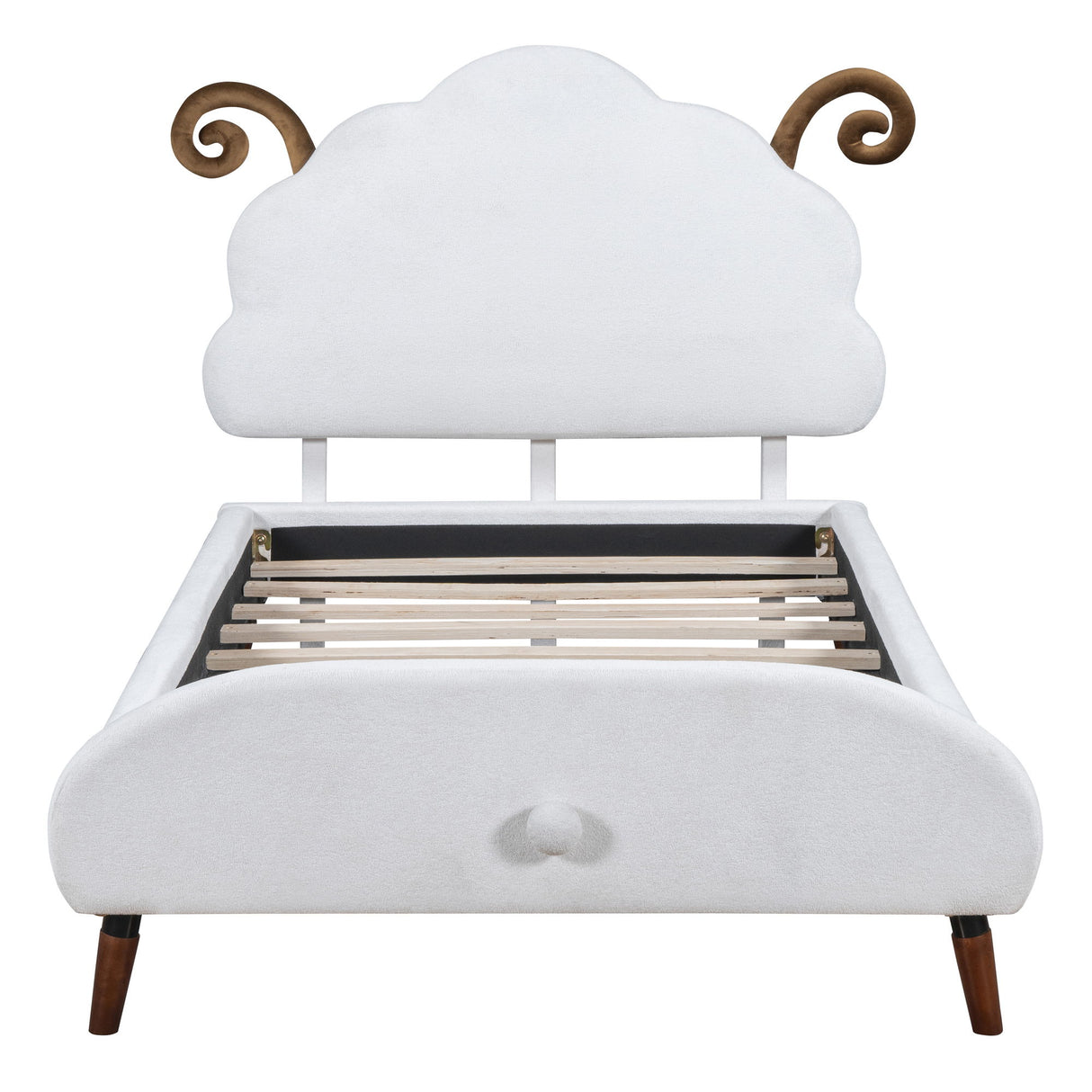 Upholstered Platform Bed With Sheep Shaped Headboard