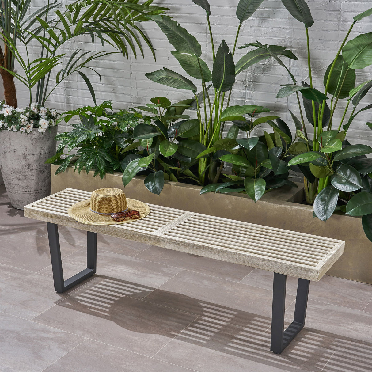 Intrinsic - Outdoor Dining Bench With Slat Top