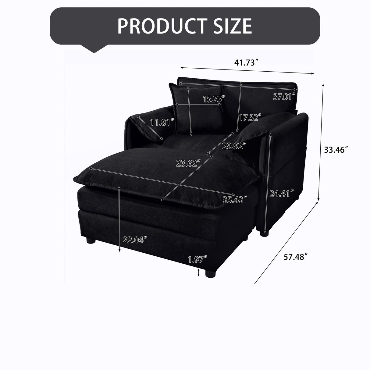 Oversized Chair With Movable Ottoman, Soft Upholstered Lounge Chair