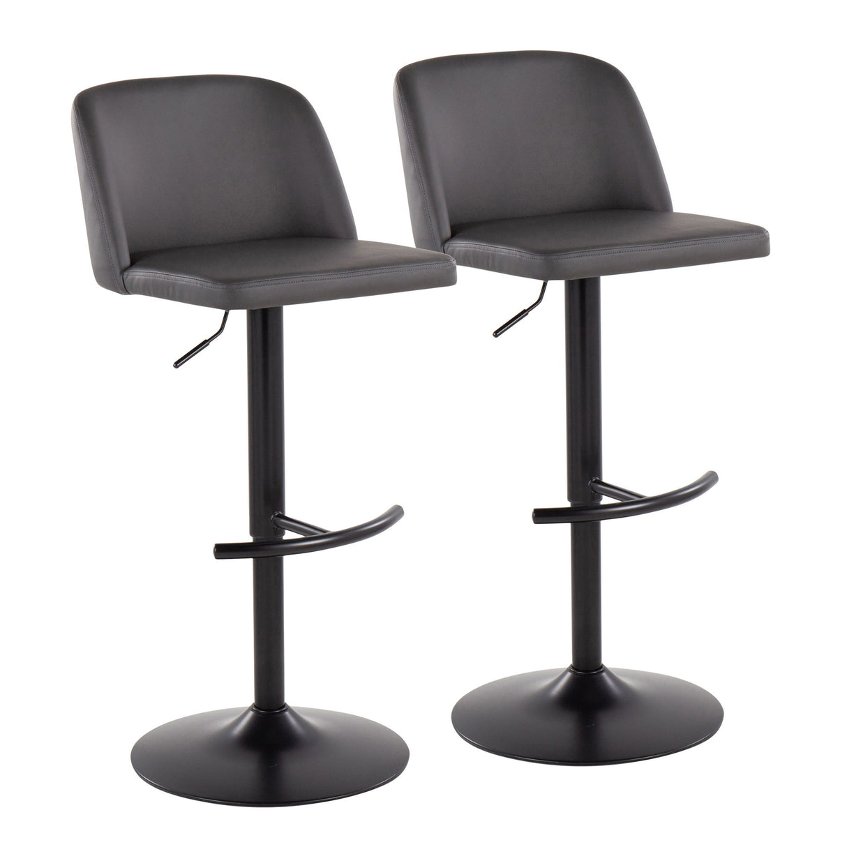 Toriano - Contemporary Adjustable Bar Stool With Rounded T Footrest (Set of 2)
