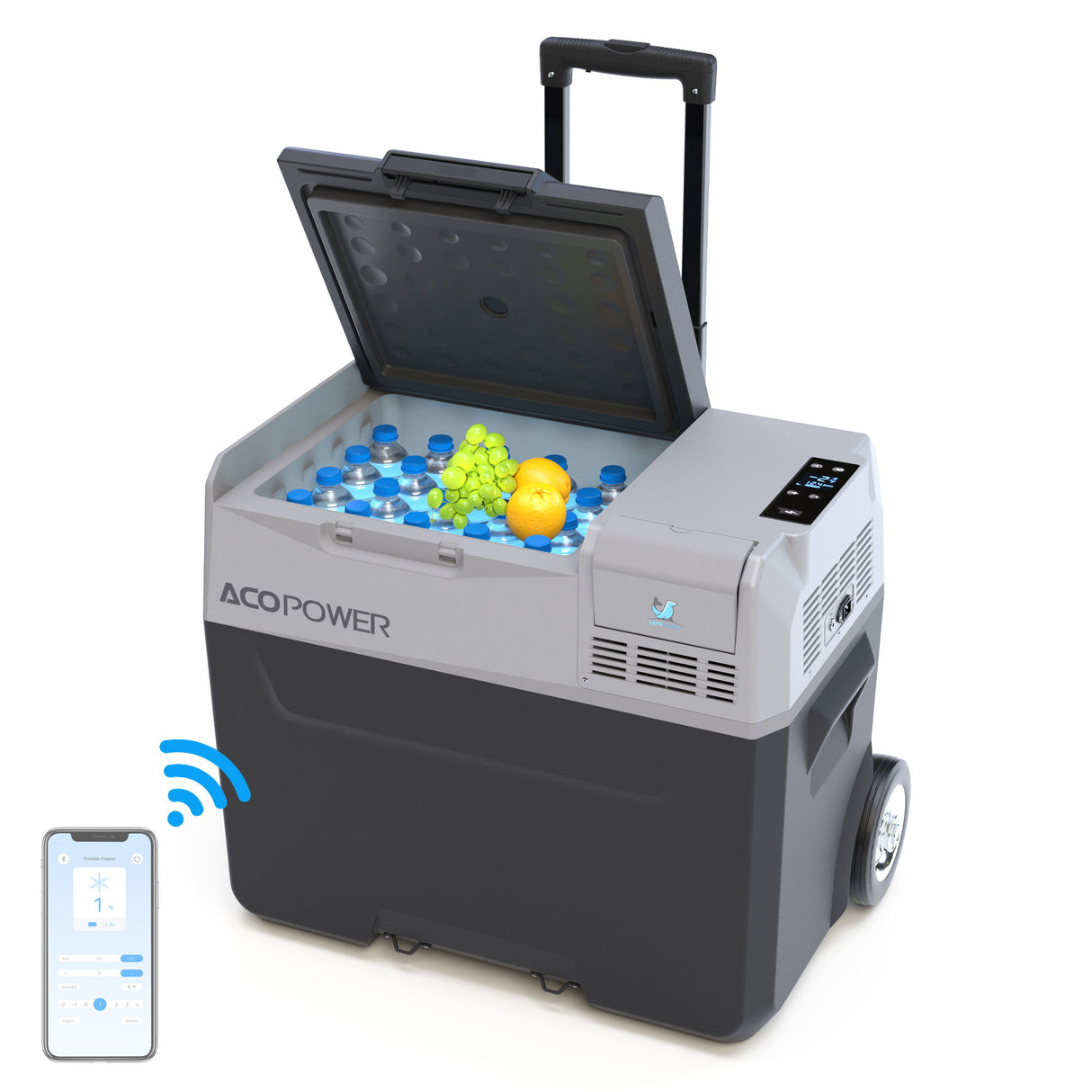 Car Freezer Portable Refrigerator Freezer With App Control And 6'' Off-Road Wheels, 12V, 45W Cooler Freezer, Low Noice