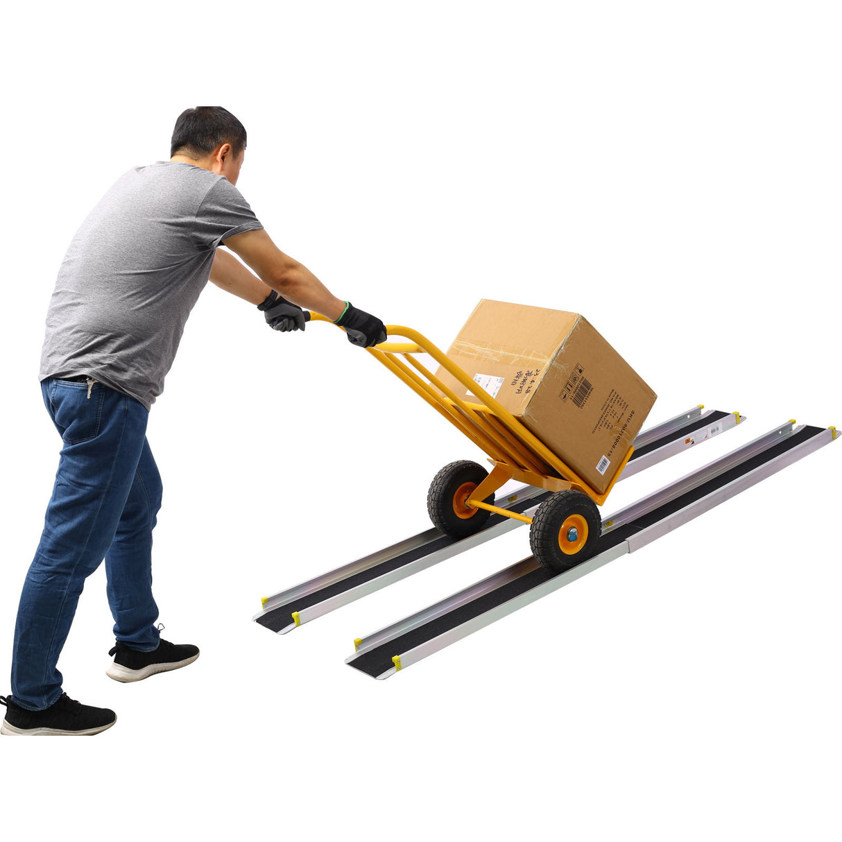 Premium Adjustable Telescoping Wheelchair Track Ramps Aluminium - Silver