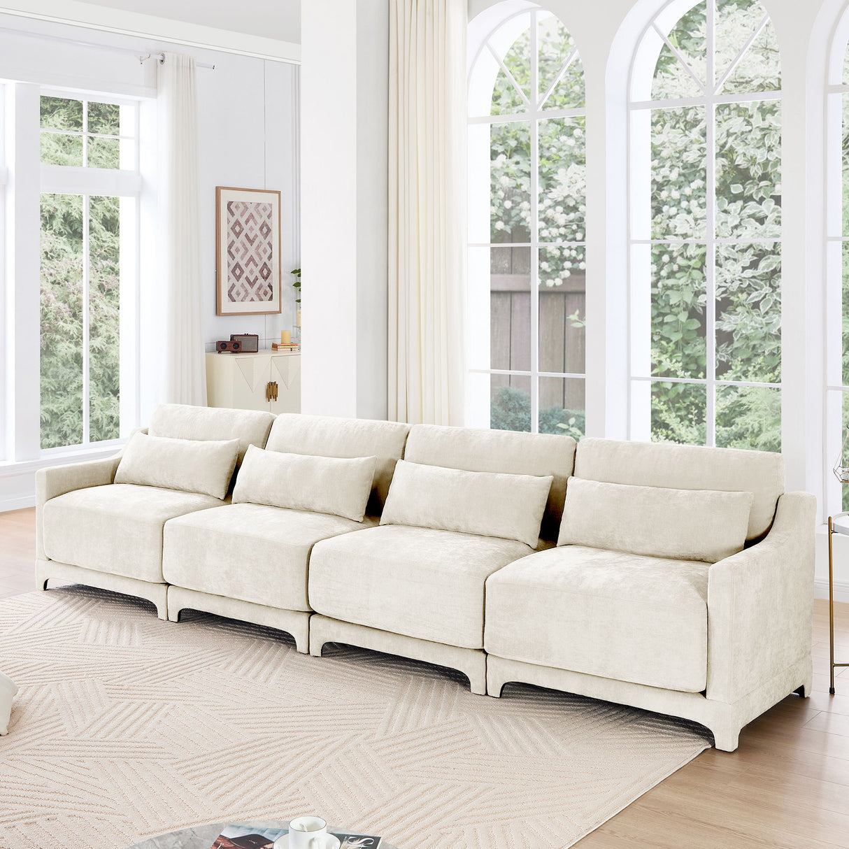 Elegant Sofa With Ergonomic Design And Lumbar Pillows