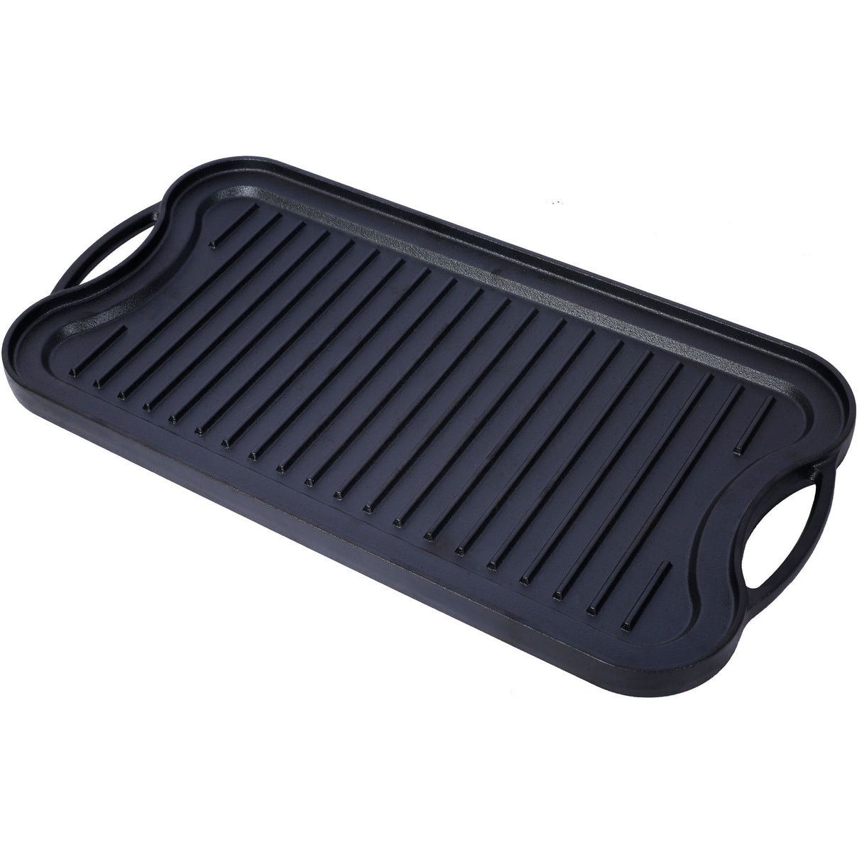 Pre Seasoned Cast Iron Reversible Rectangular Grill / Griddle - Black