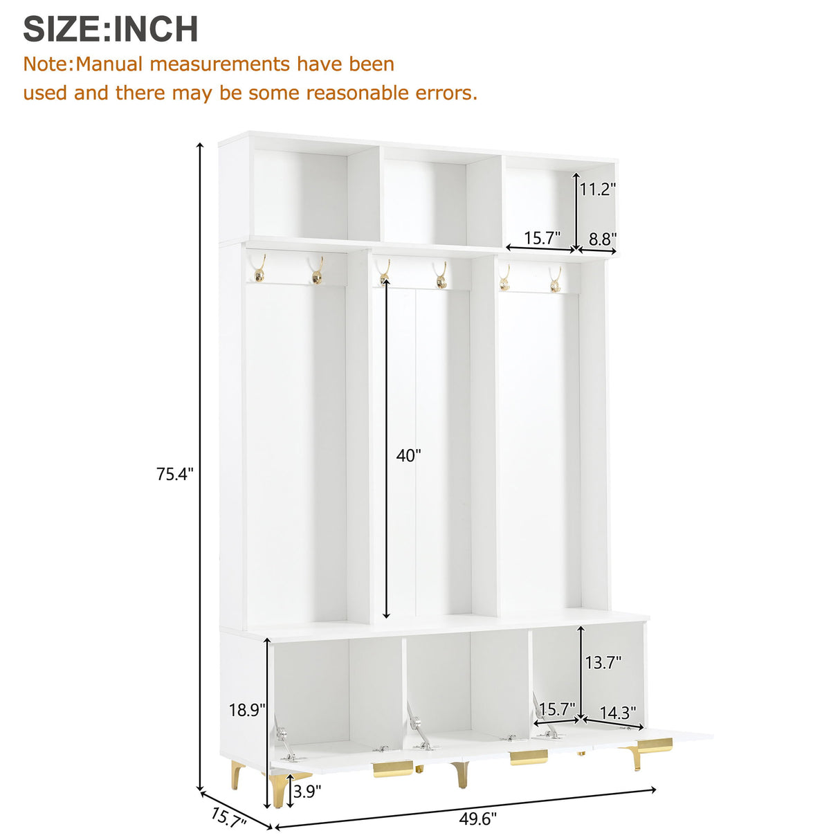 Modern Large Storage Hall Tree With Bench, 6 Hooks