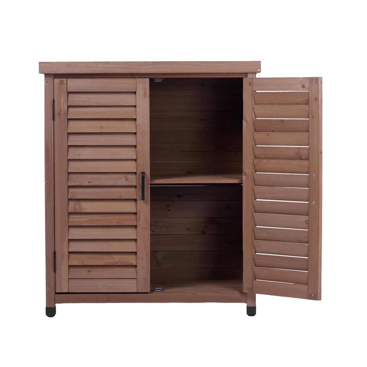 Potting Bench With Storage Cabinet And Metal Table Top For Outdoor