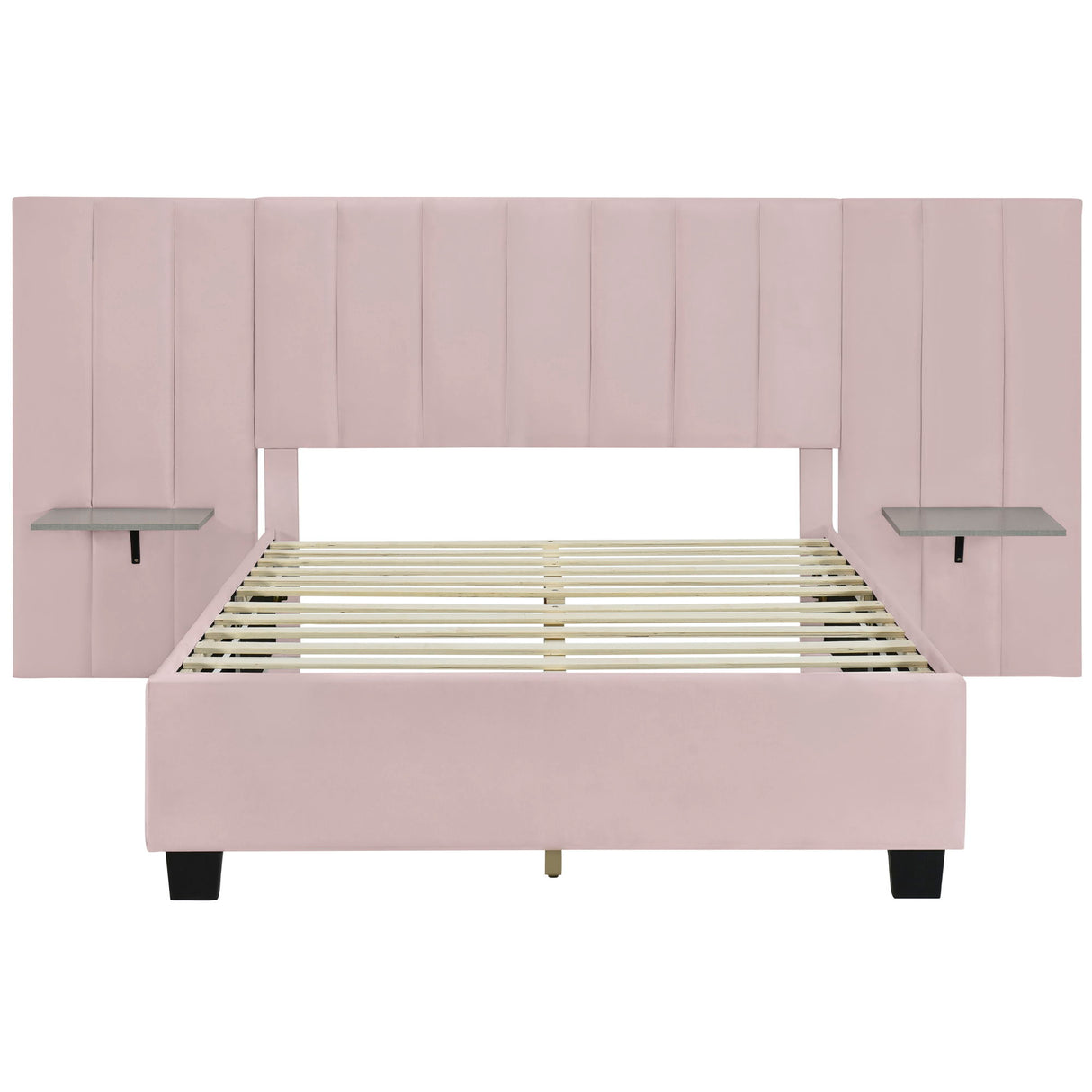 Upholstered Platform Bed With Big Headboard