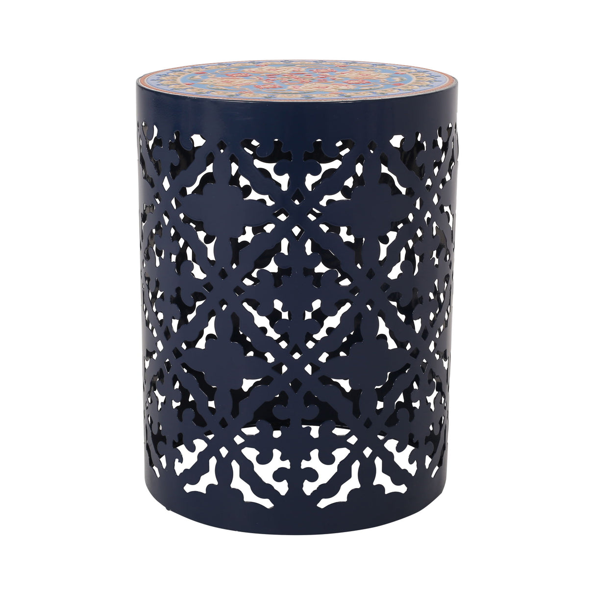 Airy - Outdoor Side Table With Lace Cut Design And Metal Frame