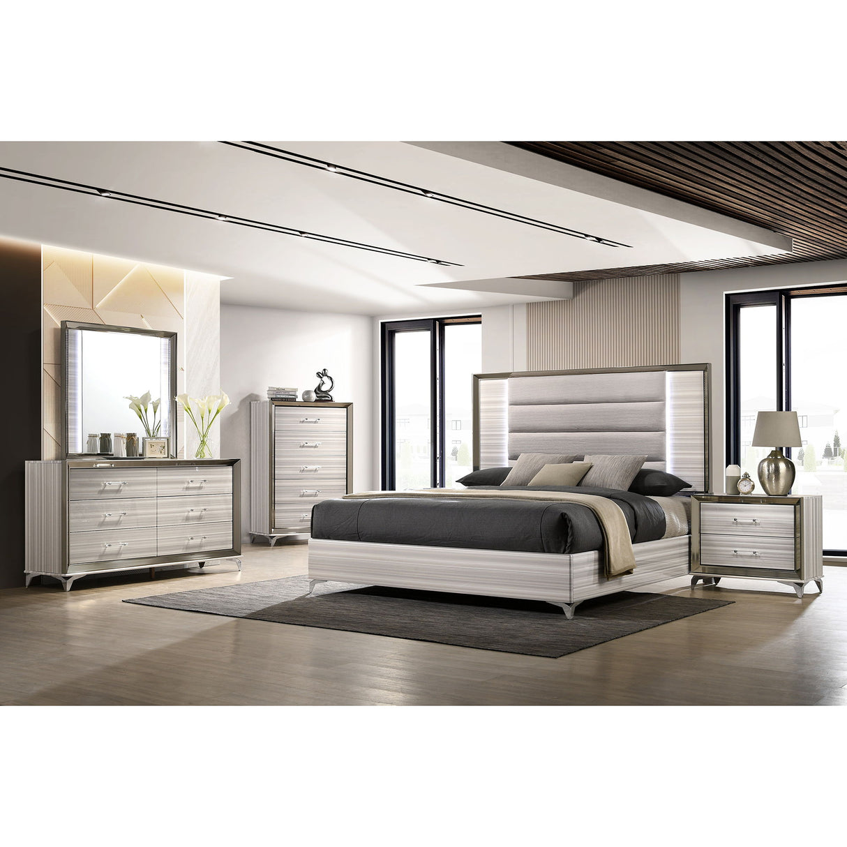 Star - 5 Pieces Bedroom Set Modern Design With LED