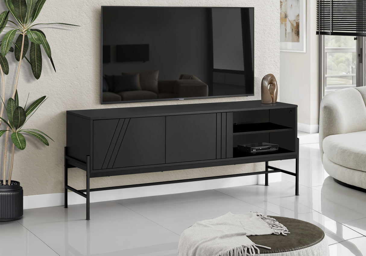 TV Stand, Modern Design Console, Media Entertainment Center, Storage Cabinet, Contemporary & Modern - Black