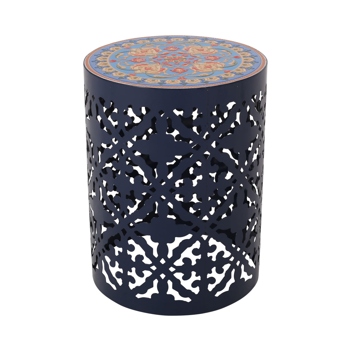 Airy - Outdoor Side Table With Lace Cut Design And Metal Frame