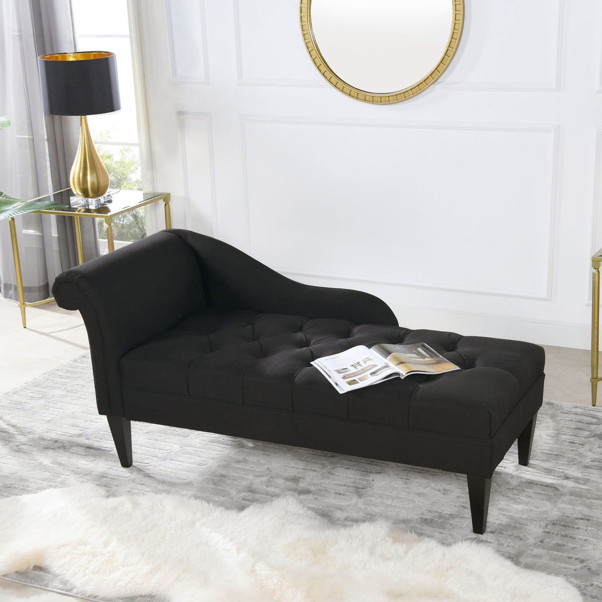 Harrison - Tufted Roll Arm Chaise Lounge