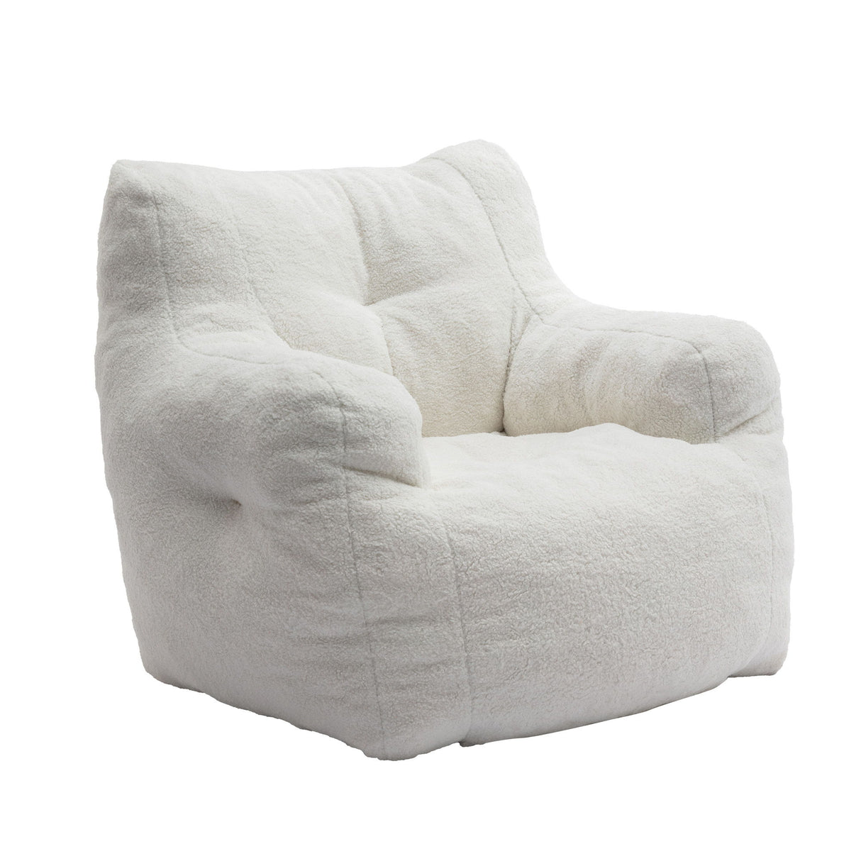 Soft Teddy Fabric Tufted Foam Bean Bag Chair With Teddy Fabric