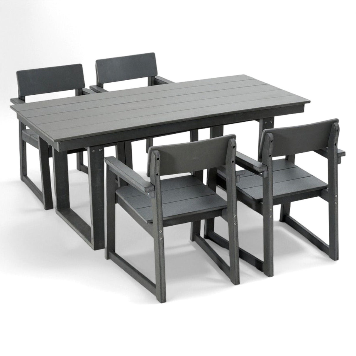 5 Piece Outdoor Dining Set, Table With Umbrella Hole And 4 Armrest Chairs