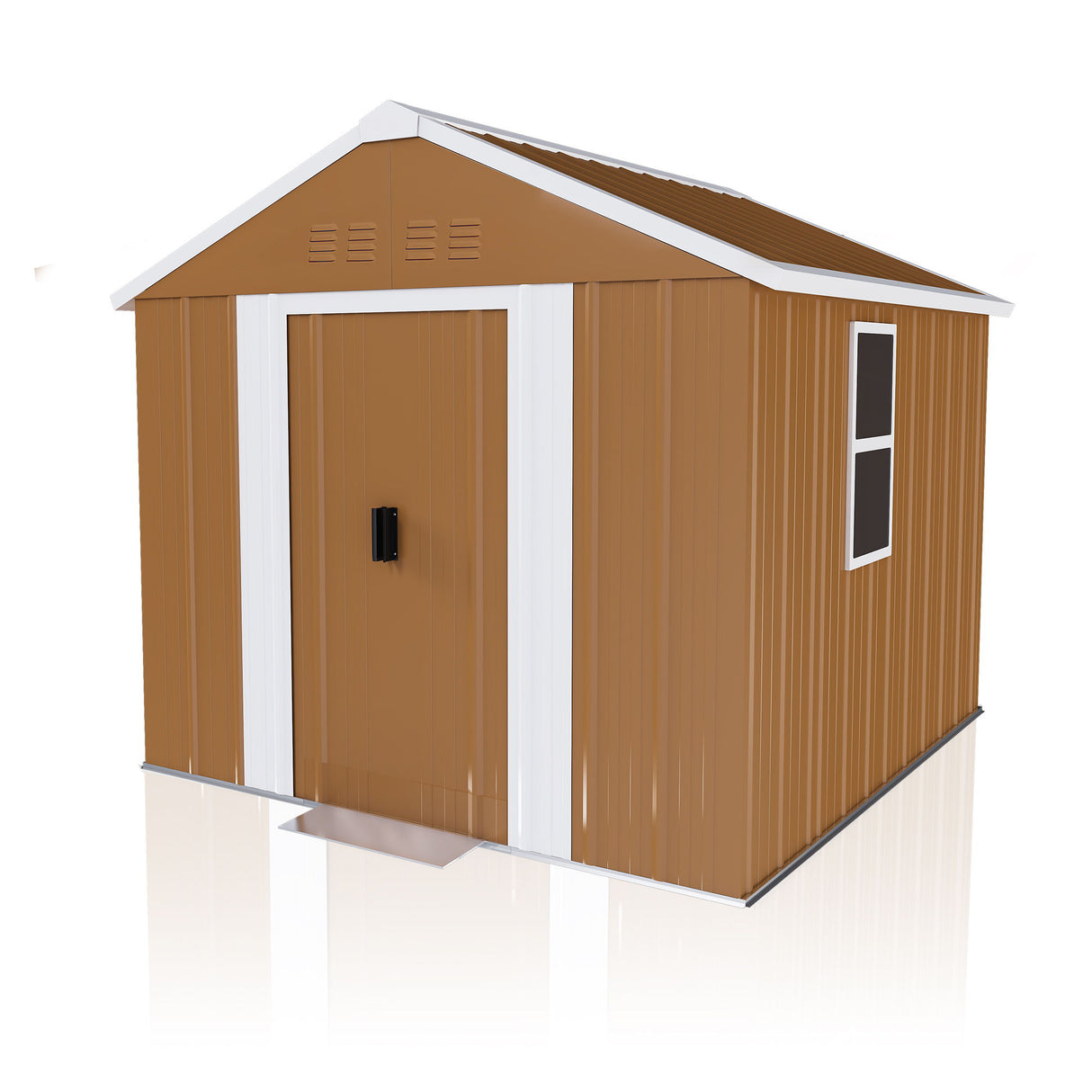 Heavy Duty Metal Storage Shed With Windows, Lockable Door & Ventilation, Weatherproof Outdoor Garden Shed For Backyard, Brown Iron 6X4 Ft