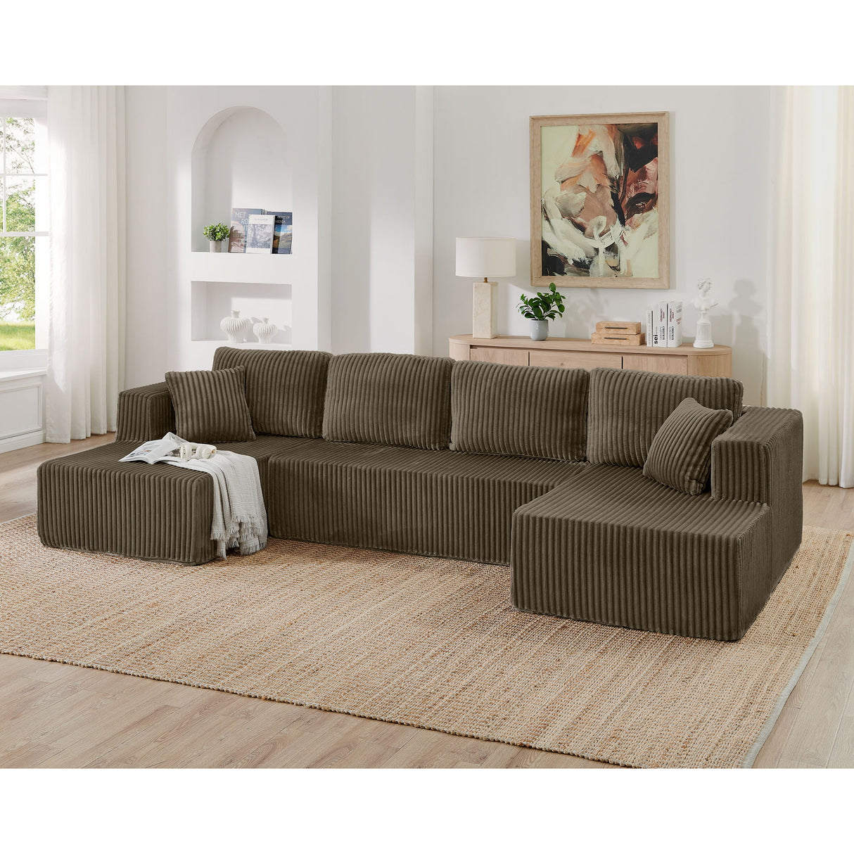 Modern Minimalist U - Shape Modular Sectional Sofa