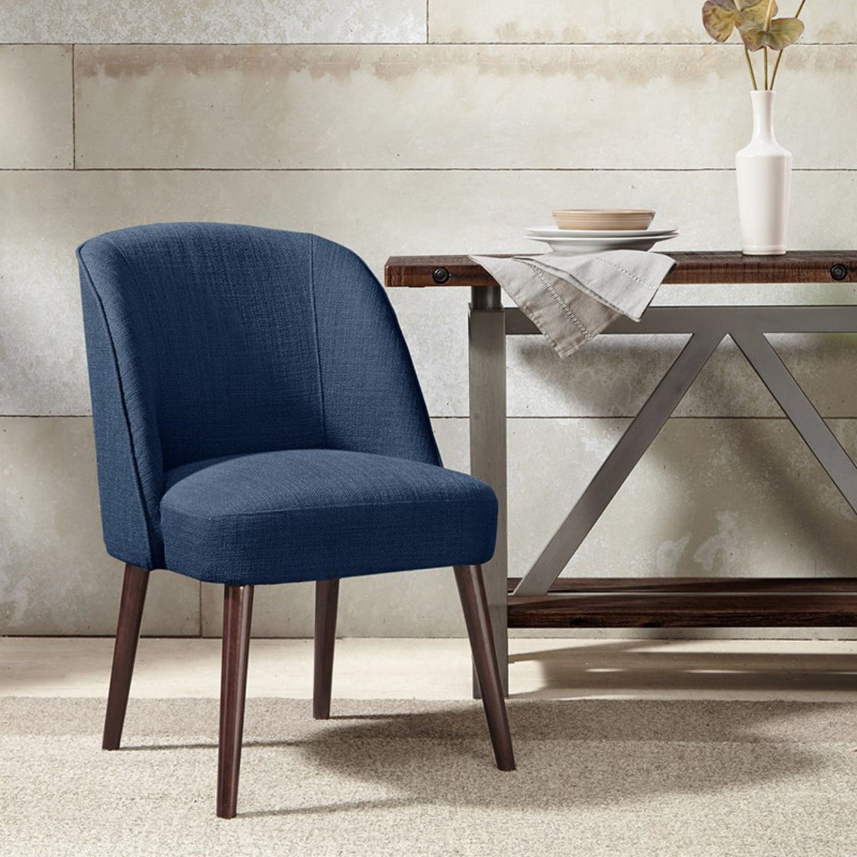 Bexley - Rounded Back Dining Chair With Wraparound Back - Blue