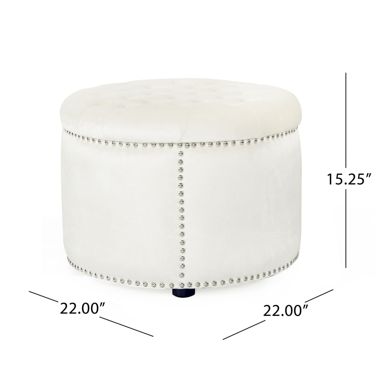 Elegant Round Ottoman Footstool With Studded Rim