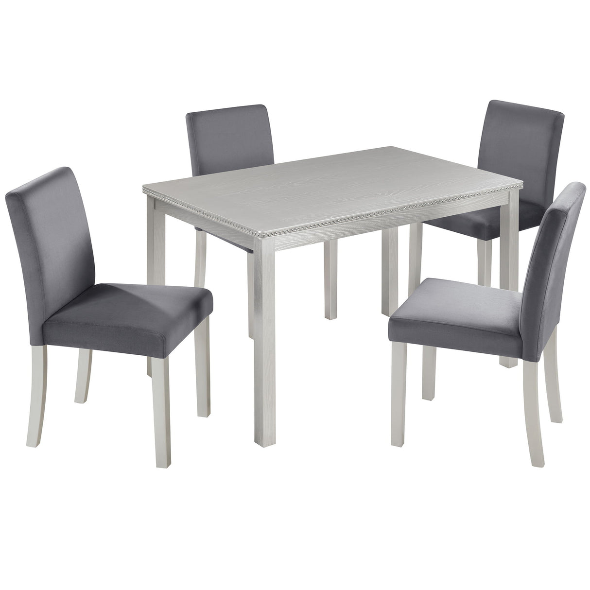 Dining Table Set, Table With A Rectangular Table And Upholstered Chairs