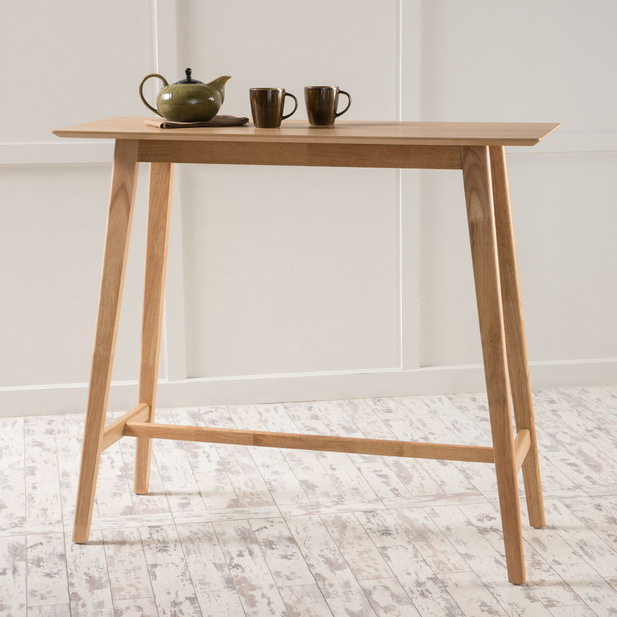 Bar Height Dining Table With Splayed Legs And Elongated Rectangular Top