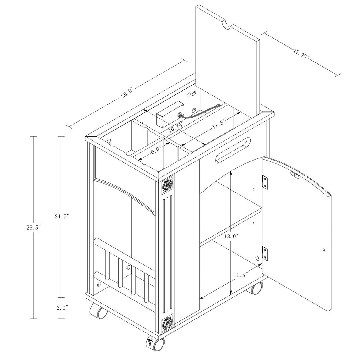 Traditional End Table With Charging Station, Narrow Side Table With USB Ports And Outlets - Red Walnut