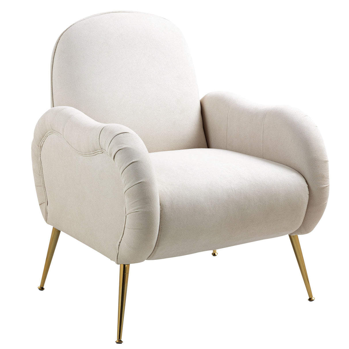 Modern Accent Chair With Metal Legs, Snowflake Fabric Armchair