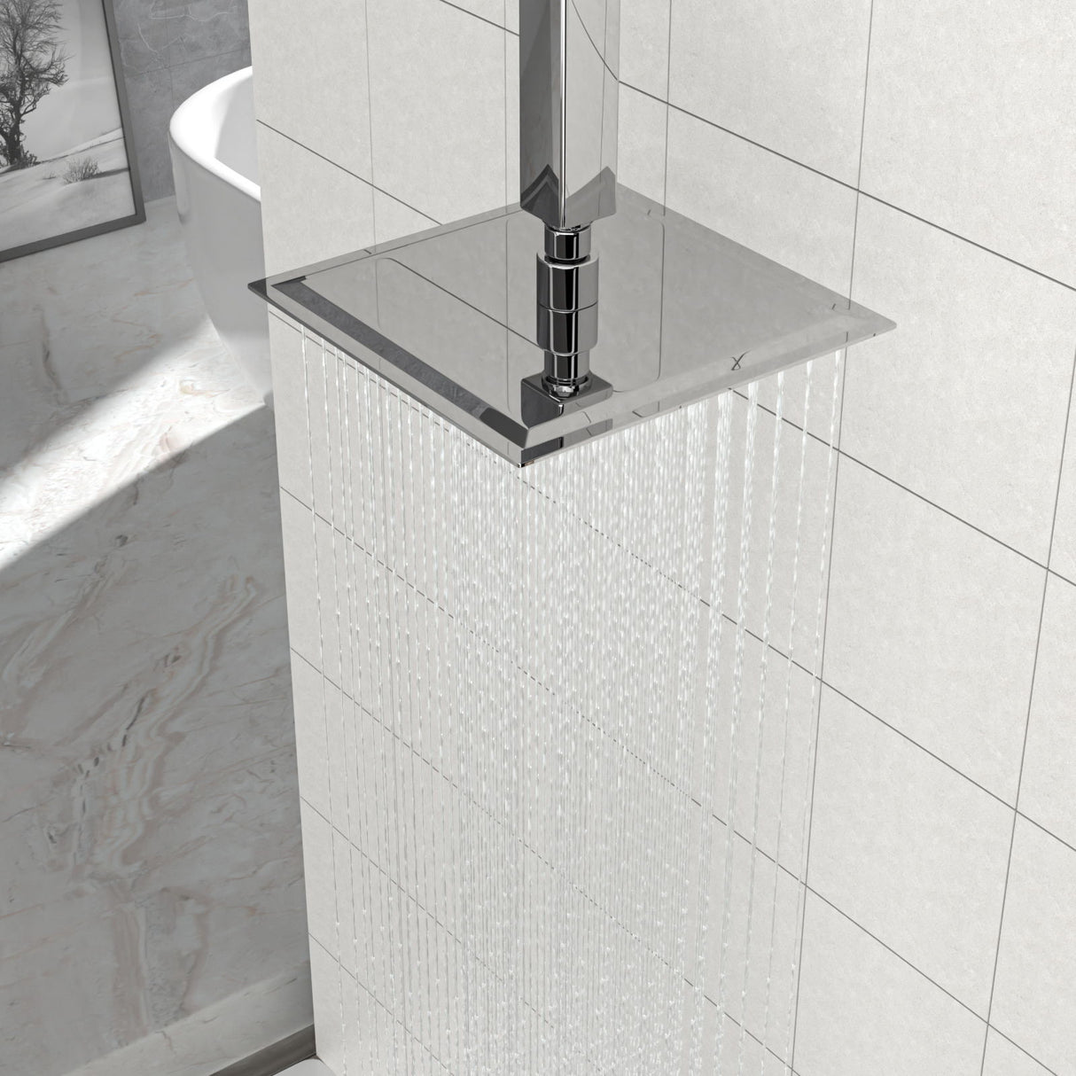 8" Square Rain Shower Head, Ceiling / Wall Mount Stainless Steel Bath Fixture