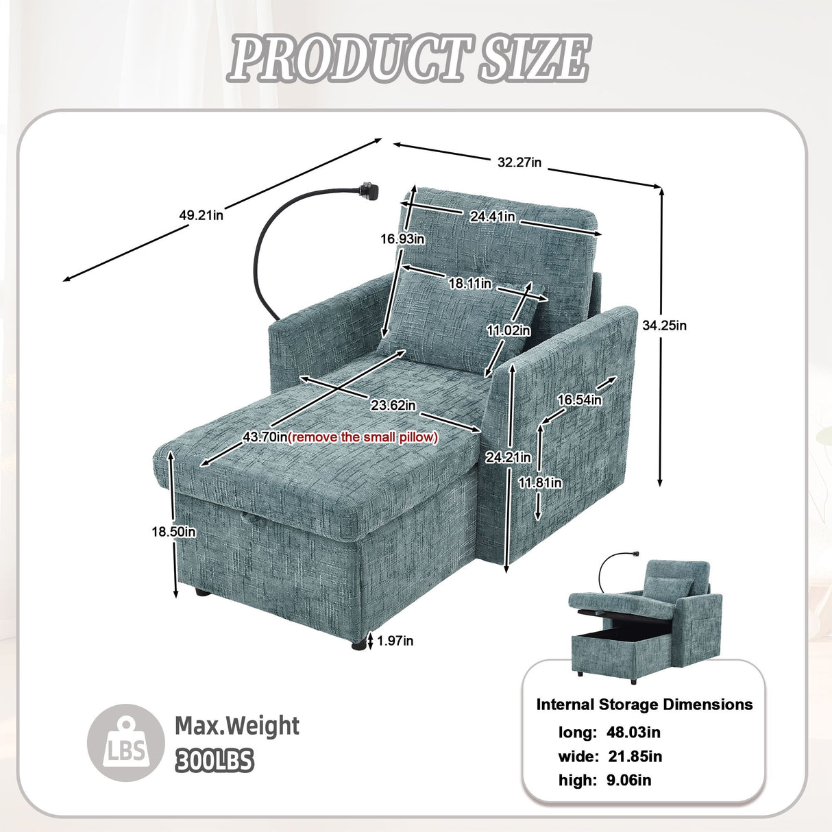 Multifunctional Chenille Recliner Sofa With Storage And Phone Bracket