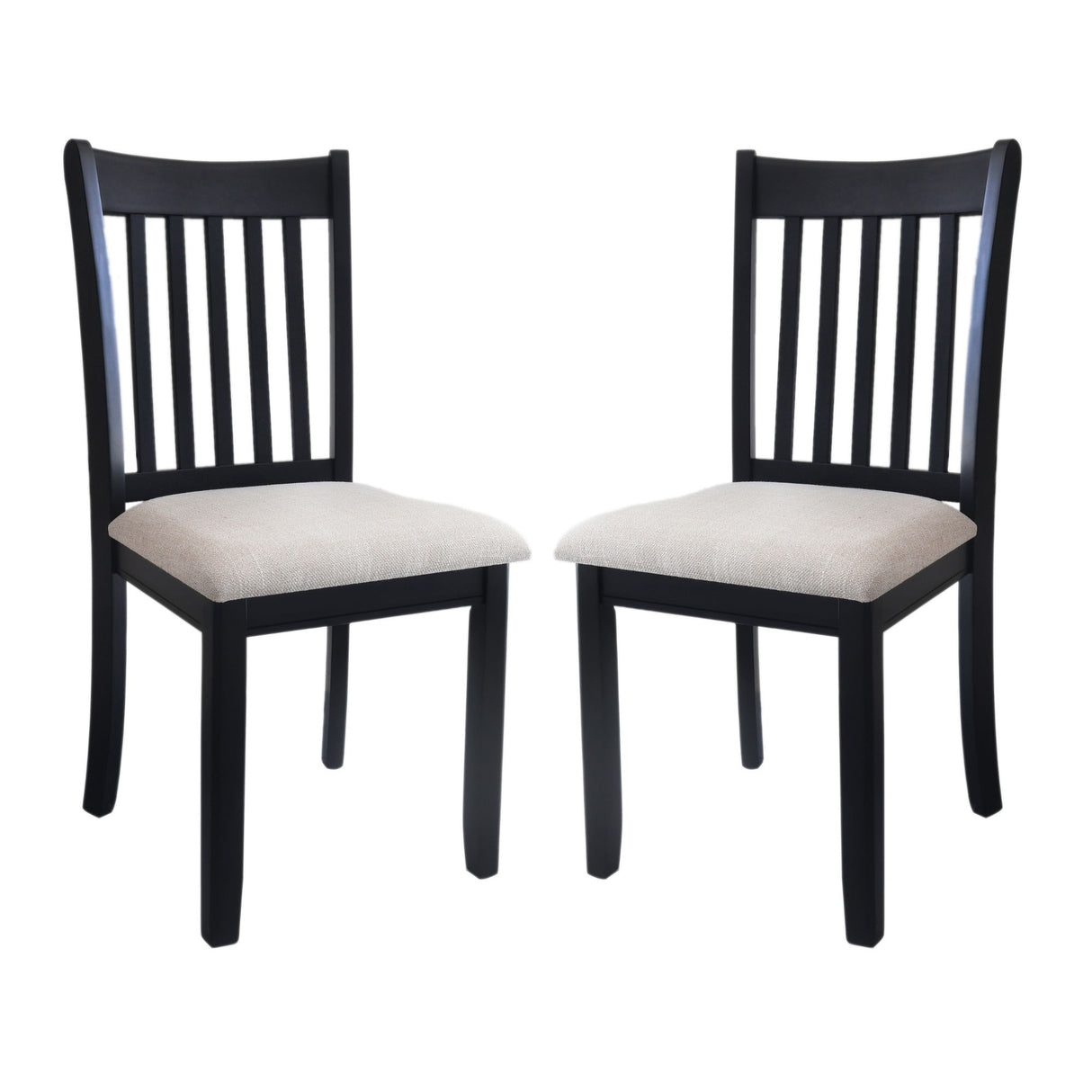 Modern Dining Chair, Wooden Back, Cushion Seats (Set of 2)