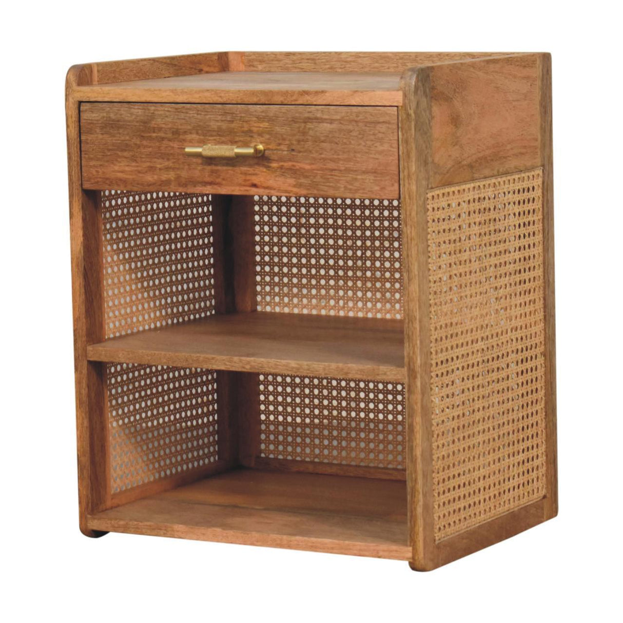 Larissa - T Bar Open Bedside Table - Oak