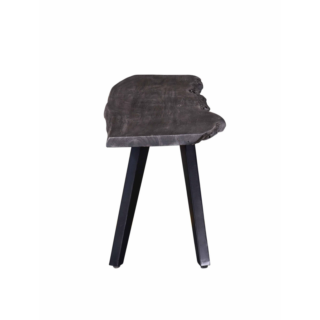 Modern Acacia Wood Dining Bench, Live Edge Design Accent Bench With Iron Legs - Black / Gray