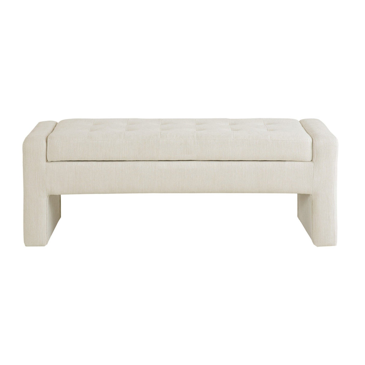 Elegant Soft Close Storage Bench Polyester Upholstery - Cream