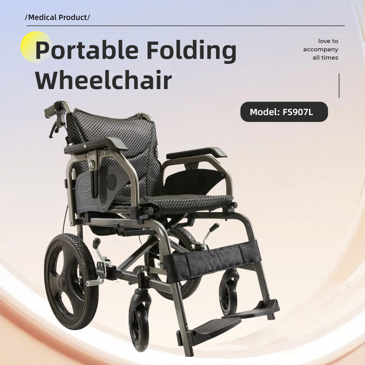 Lightweight Foldable Transport Wheelchair For Adults,Square Tube Design