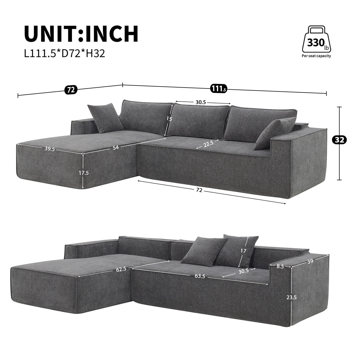 Free Combination Minimalist Style Modular Sectional, Wrinkle Resistant Couch Set L Shaped Compressed Sofa For Living Room