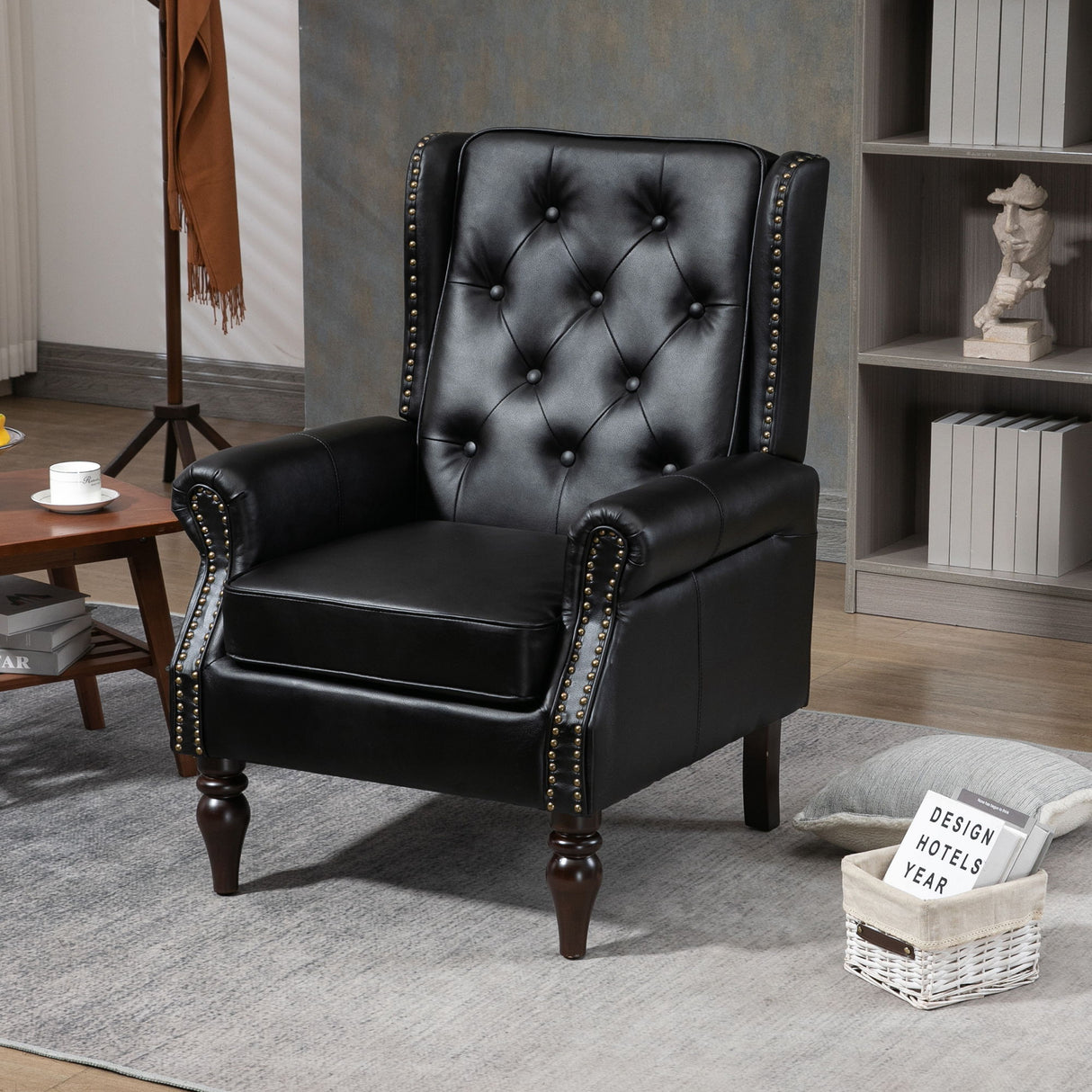 Modern Accent Armchair With Sturdy Wood Legs