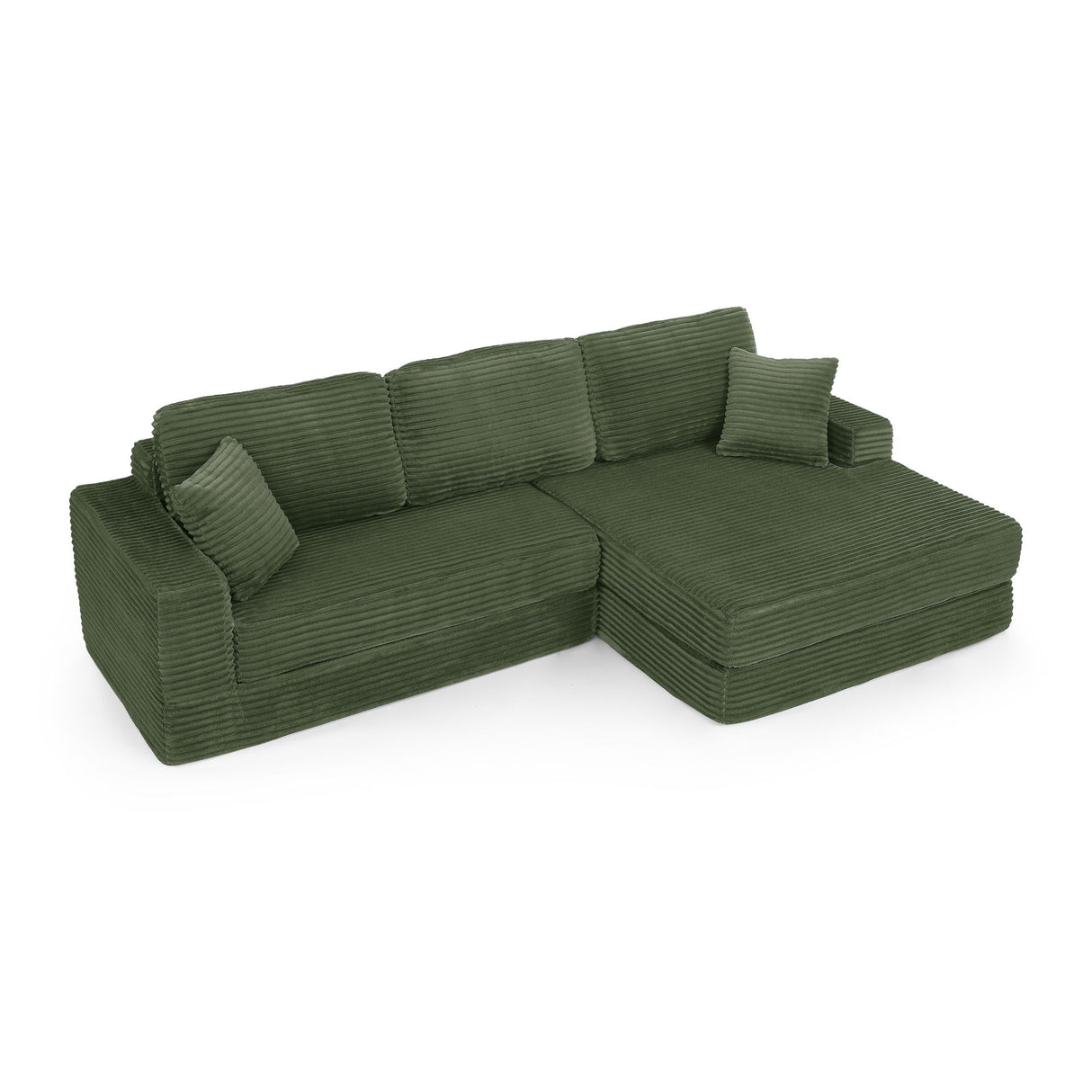 Modern Minimalist L Shape Modular Sectional Sofa, Corduroy Couch
