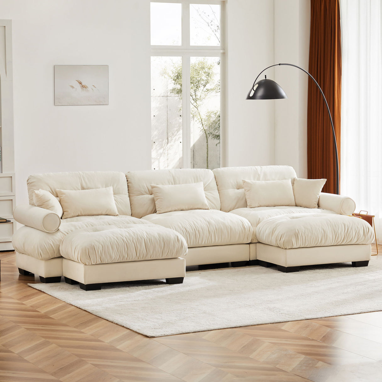 Super Comfort Oversized Modular Sectional Sofa With Movable Ottoman