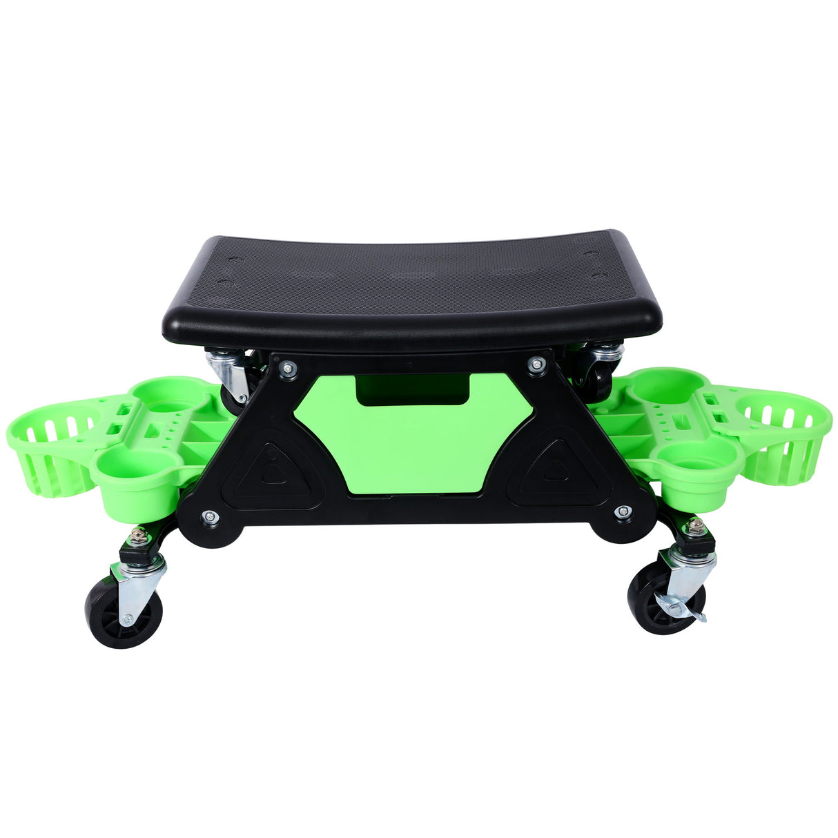 Rolling Detailing Creeper Seat With Wheels, Removable Tool Trays, 300 Lbs Capacity - Green
